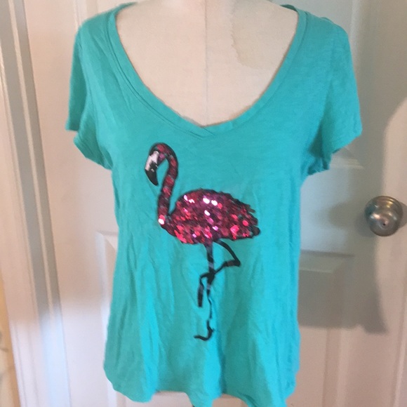 Soho sequined flamingo T-shirt size large - Picture 1 of 7